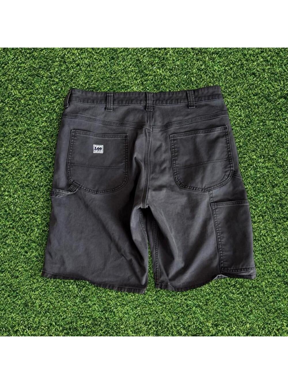 Vintage Lee Baggy Carpenter Shorts Grey Workwear Size 36